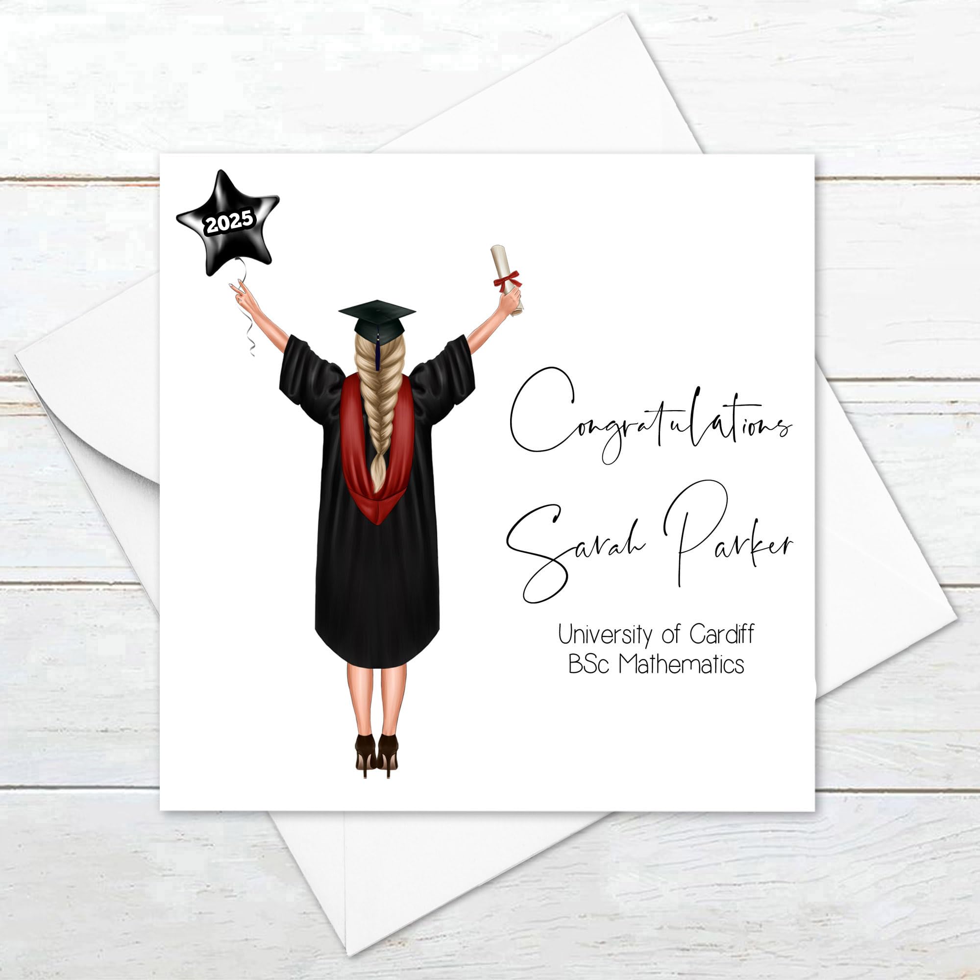 Personalized Graduation Card for Her - Custom Graduation Greeting Card with Name - Perfect for College, High School Graduation Gifts & Celebrations