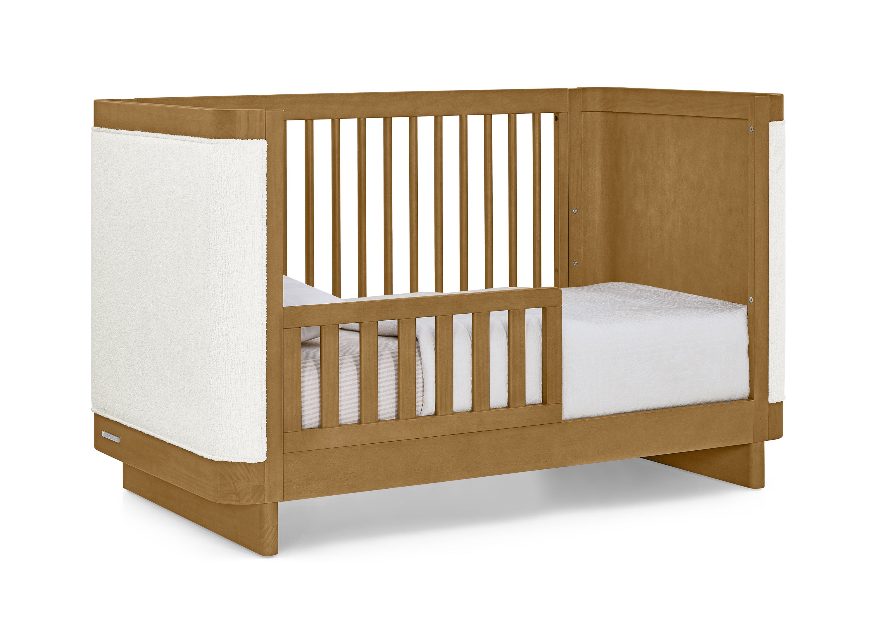 Callie 4-in-1 Convertible Upholstered Baby Crib with Toddler Bed Conversion - Modern Nursery Furniture for Newborns to Kids | Perfect for Small Spaces & Shared Rooms