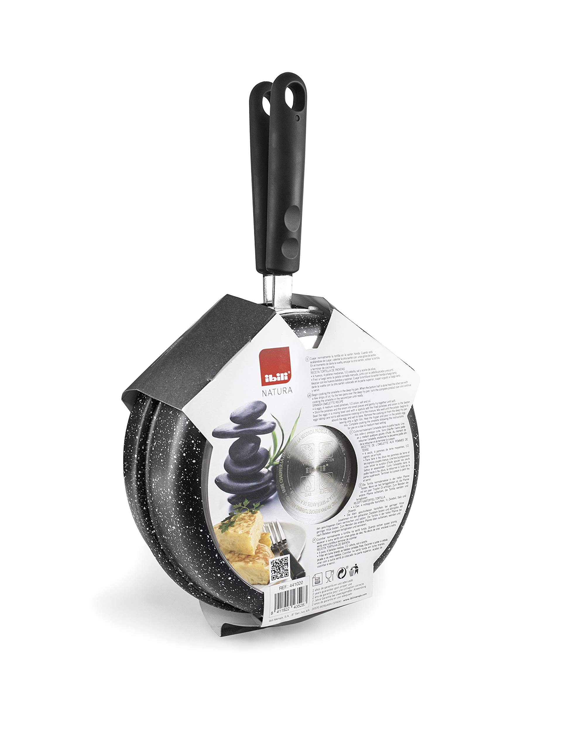 IBILI Natura Potato Omelette Pan - 20cm Aluminum Nonstick Frying Pan with Stone-Style Coating, Induction Compatible - Perfect for Breakfast, Spanish Tortilla & Home Cooking