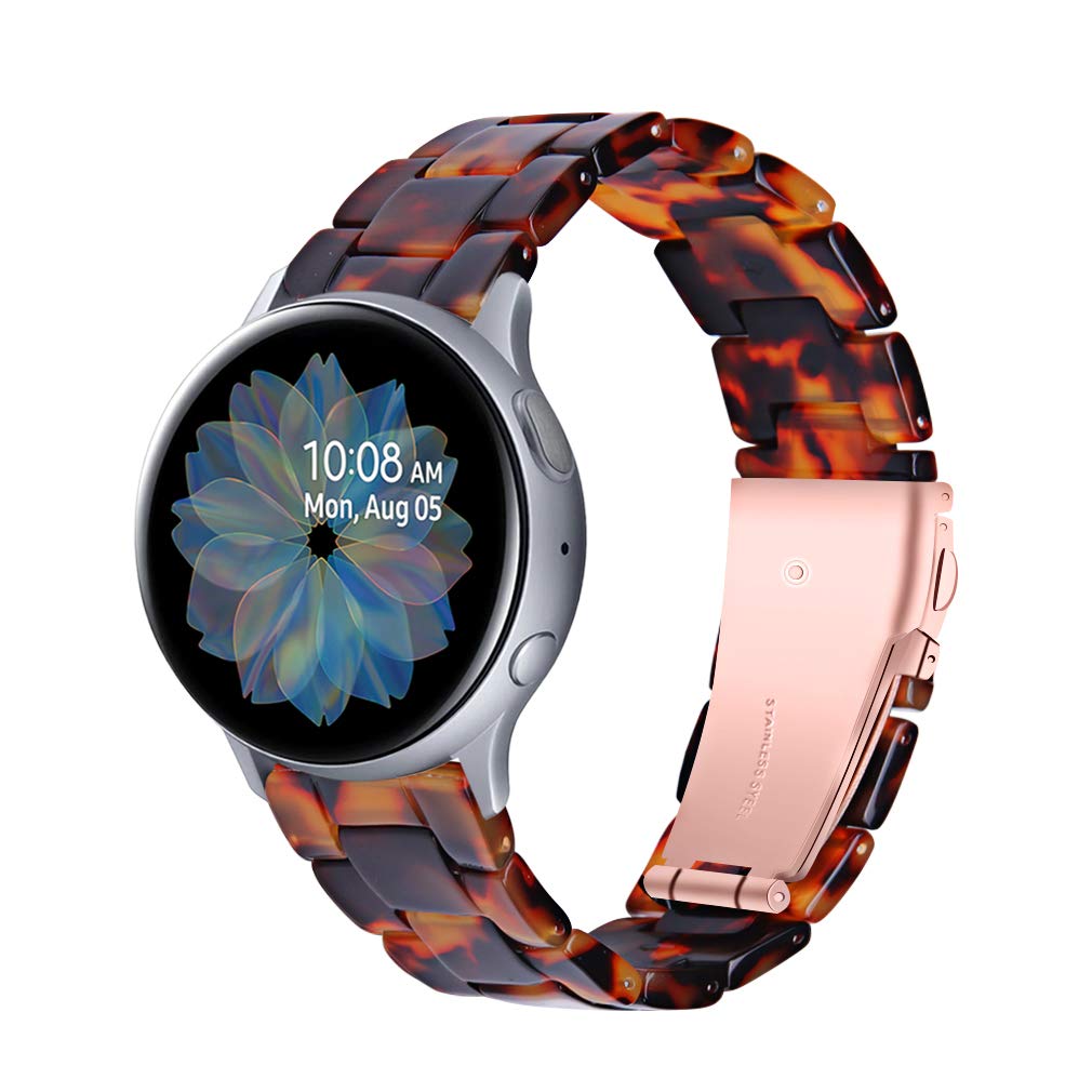 20mm Resin Watch Band Compatible with Samsung Galaxy Watch4 40mm/44mm, Galaxy Watch4 Classic 42mm/46mm, Galaxy Watch3 41mm - Durable Stainless Steel Buckle Strap Bracelet for Workout, Running & Daily Wear