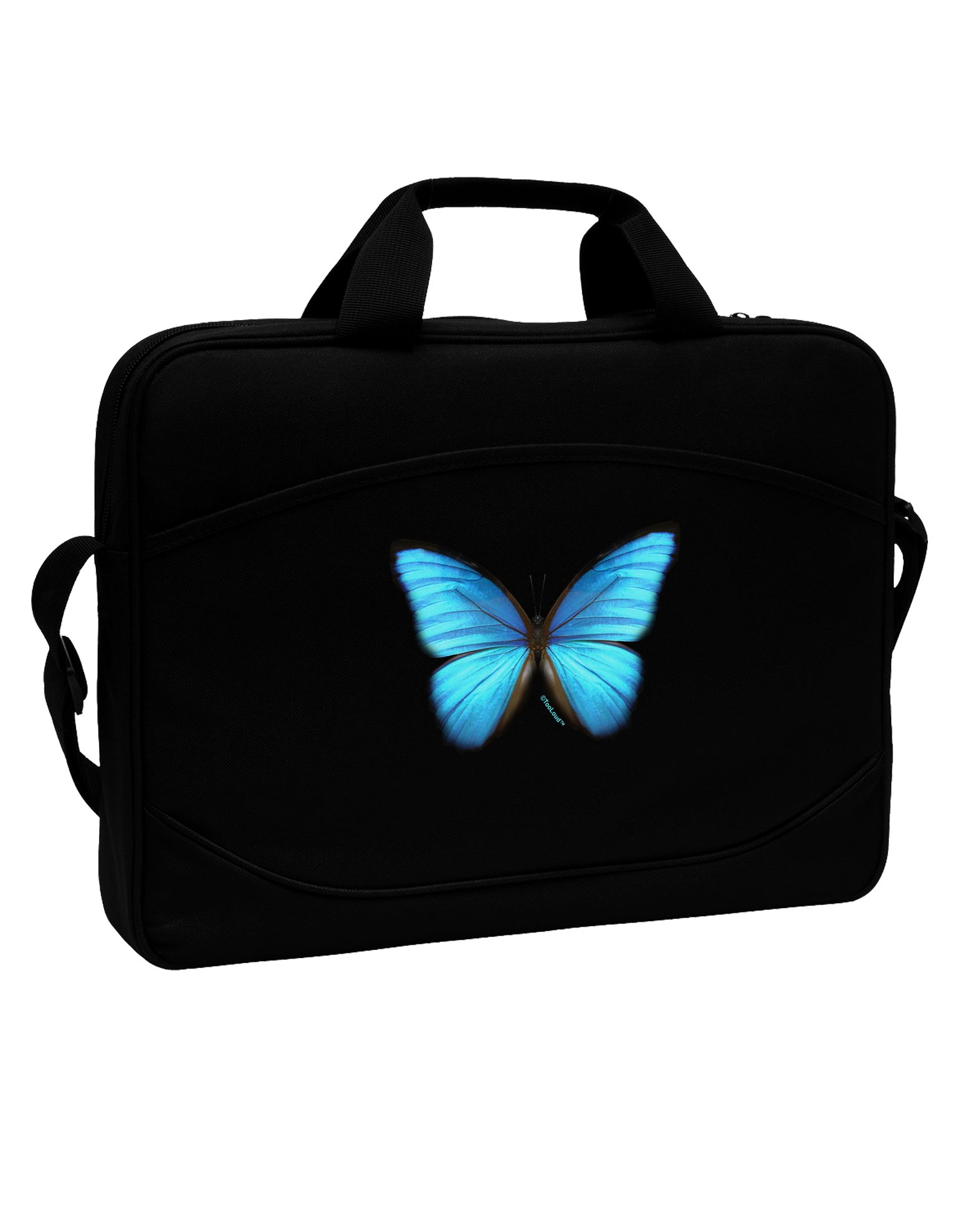 TooLoud Big Blue Butterfly 15 Inch Dark Laptop Tablet Case Bag - Stylish Protective Sleeve for MacBook, iPad, Notebook - Perfect for Work, School & Travel