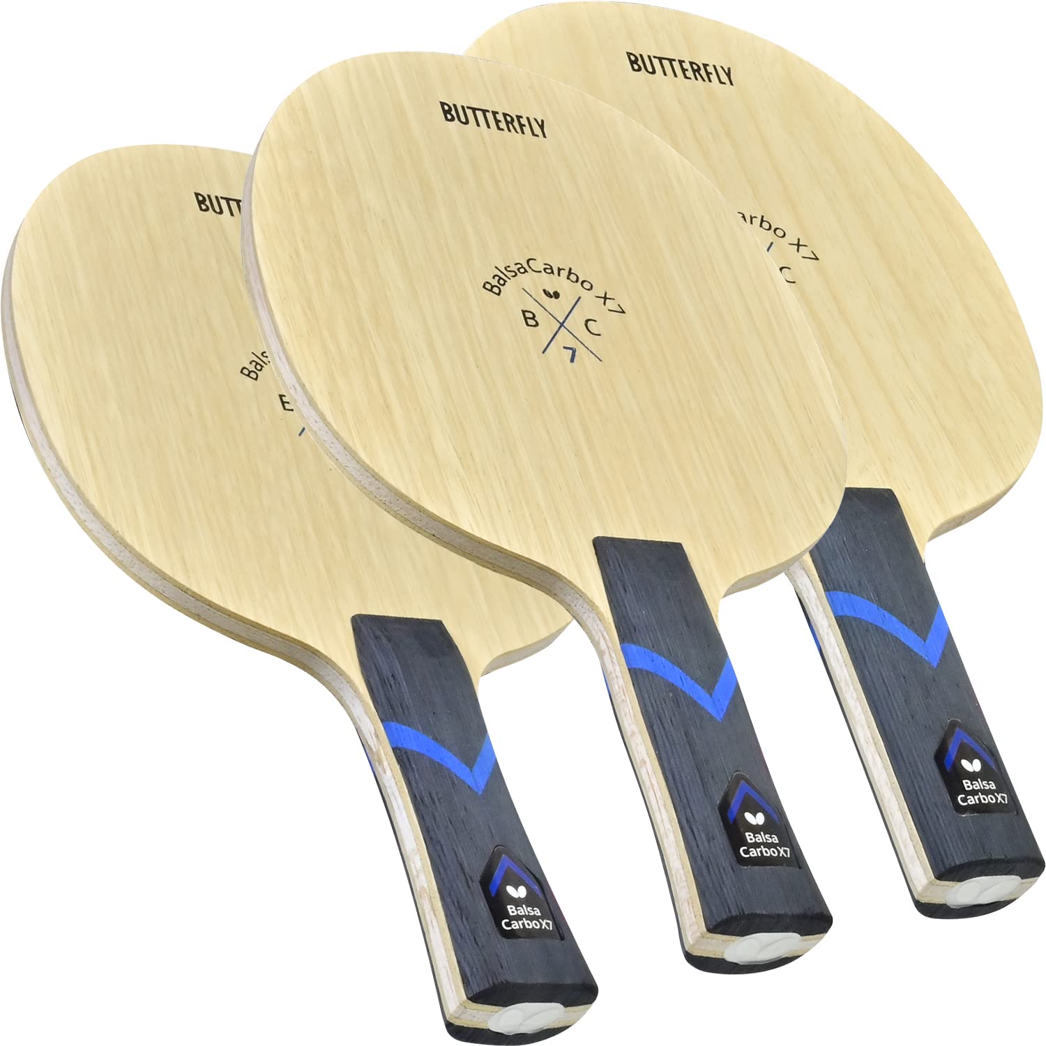 Butterfly BalsaCarbo X7 22 Table Tennis Racket - Professional 5 Wood & 2 Carbon Ply Balsa Blade for Competitive Play - Choose FL or ST Handle Styles - Perfect for Tournament Training & Advanced Players