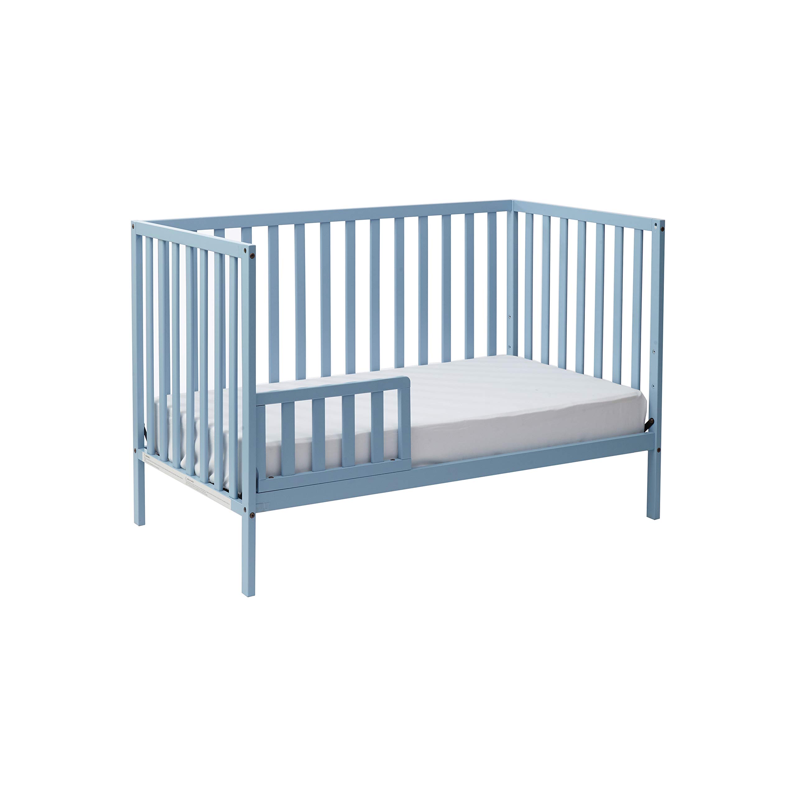3-in-1 Convertible Baby Crib with Mattress - Nursery Furniture Set in Soft Baby Blue | Safe Toddler Bed for Newborns & Growing Kids | Perfect for Bedrooms, Daycares & Guest Rooms