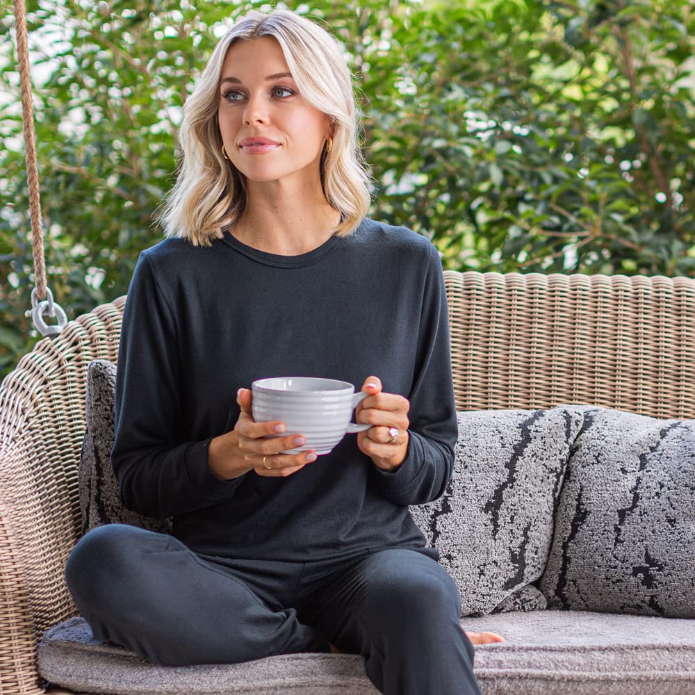Ultra Soft Women's 2-Piece Summer Lounge Set - Comfortable Jersey Crew Neck Loungewear for Relaxing at Home, Yoga & Casual Outings