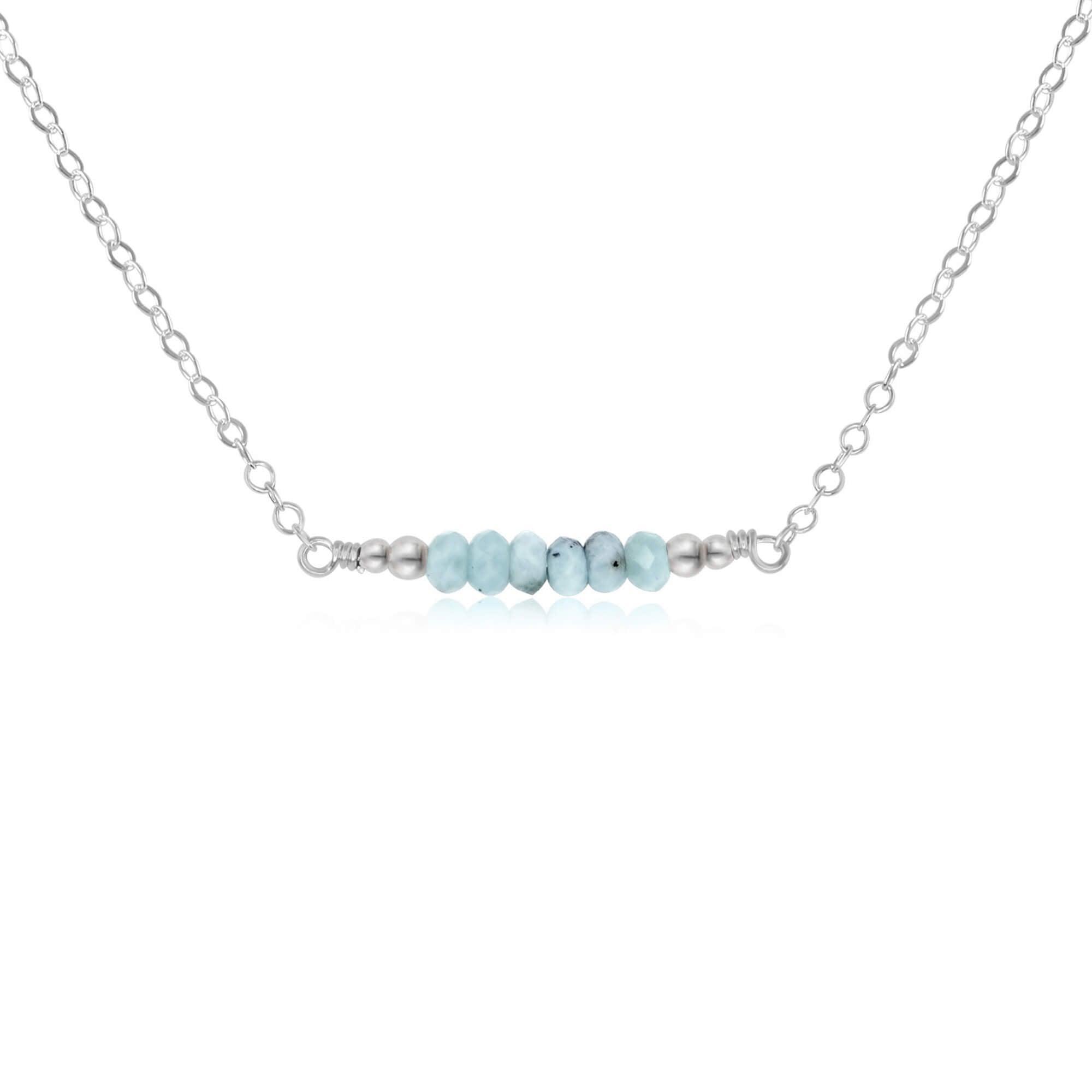 Sparkling Blue Larimar Faceted Bead Bar Necklace - Handmade Gemstone Jewelry for Women, Healing Crystal Pendant Necklace | Perfect for Meditation, Yoga, Gifts & Boho Fashion