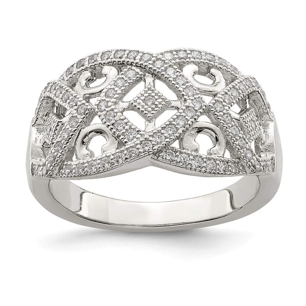 925 Sterling Silver Micro Pave Ring with Intricate Designs - Women's Jewelry Gift (Sizes 6,7,8) - Perfect for Weddings, Anniversaries & Special Occasions