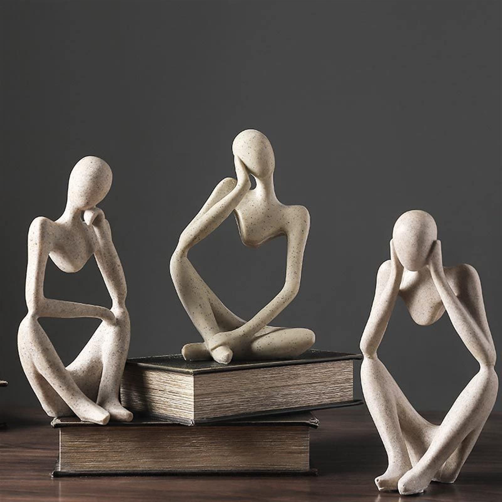 XUE JUAN 1983 Nordic Abstract Thinker Statue - Handmade Resin Figurine for Office & Home Decor, Modern Art Sculpture, Desktop Ornament (Square) | Perfect for Bookshelf Display, Study Room Decor, and Contemporary Gift Ideas