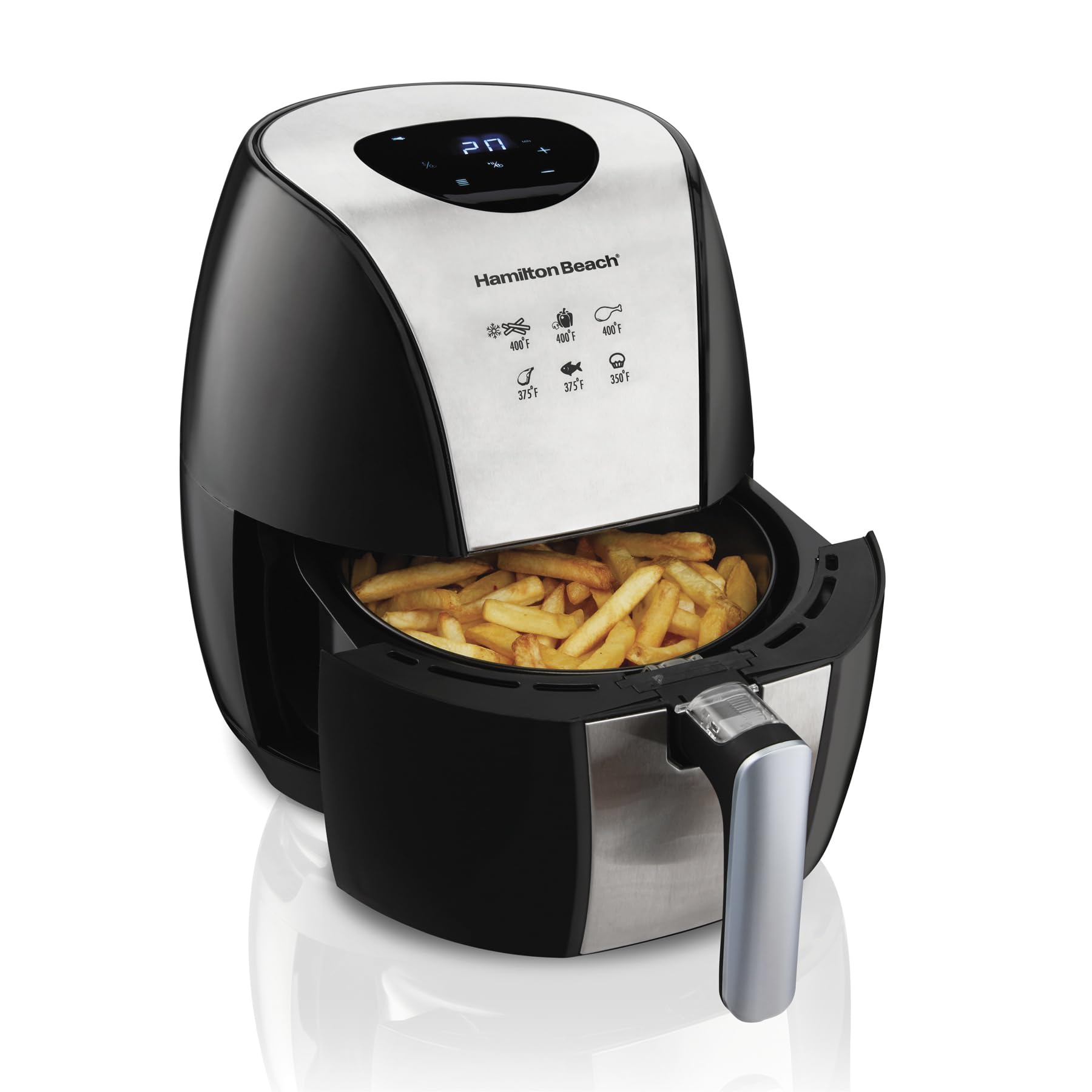 Hamilton Beach 3.2 Quart Digital Air Fryer Oven - 6 Preset Functions, Nonstick Basket for Easy Cleaning, Black (35065) | Perfect for Healthy Cooking, Crispy Snacks & Family Meals