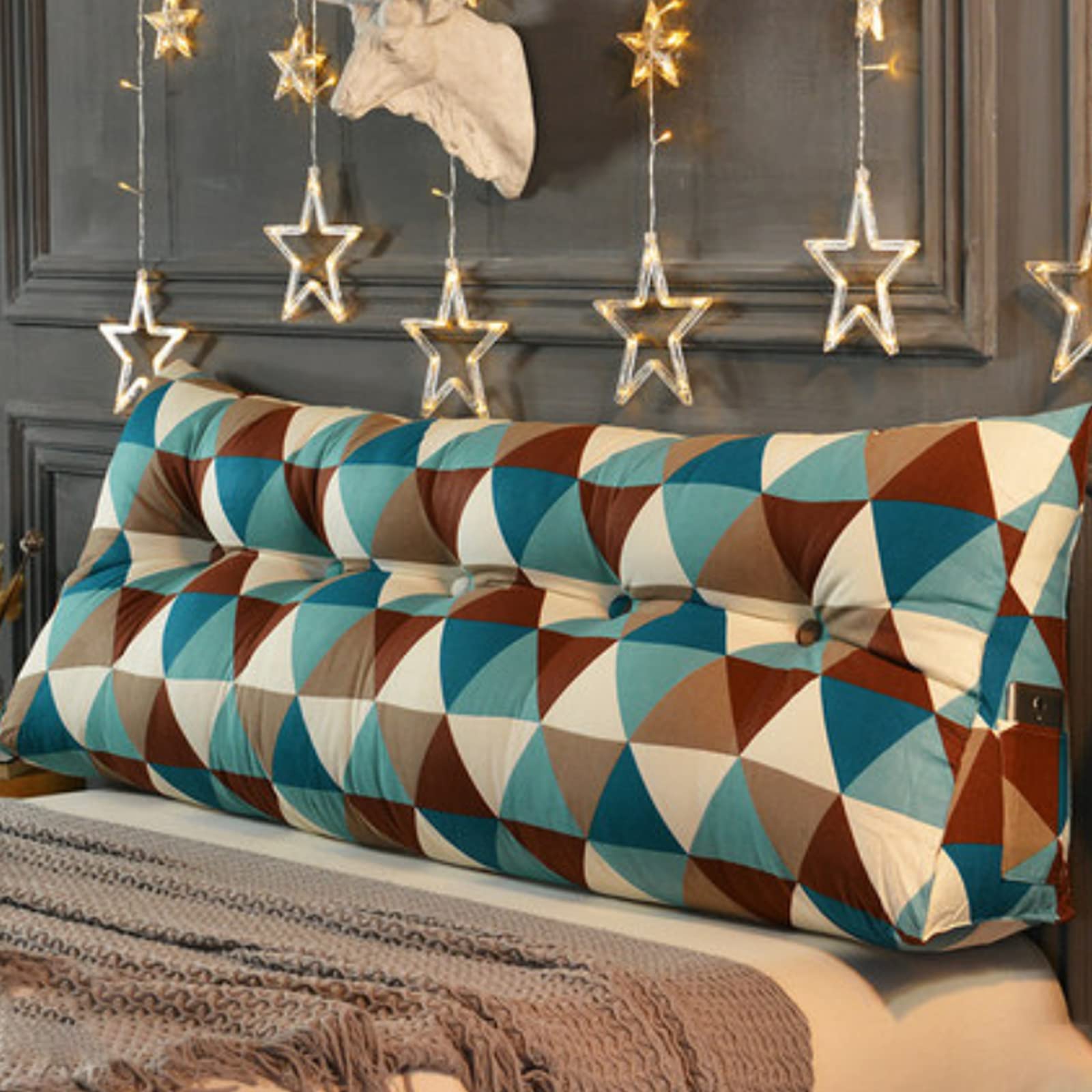**FAYANG Long Back Cushion - Upholstered Headboard Pillow for Single Twin Daybed, Large Triangle Wedge Pillow with Lumbar Support (120x45x20cm) - Perfect for Reading, Relaxing & Back Pain Relief**