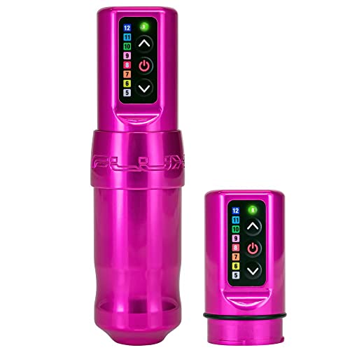 Spektra Flux Rotary Tattoo Machine - Wireless USB Rechargeable Tattoo Pen with 2 PowerBolts Battery Supply | Special Edition Bubblegum Color | 4mm Stroke for Professional Tattoo Artists | Perfect for Studio Sessions and Tattoo Conventions