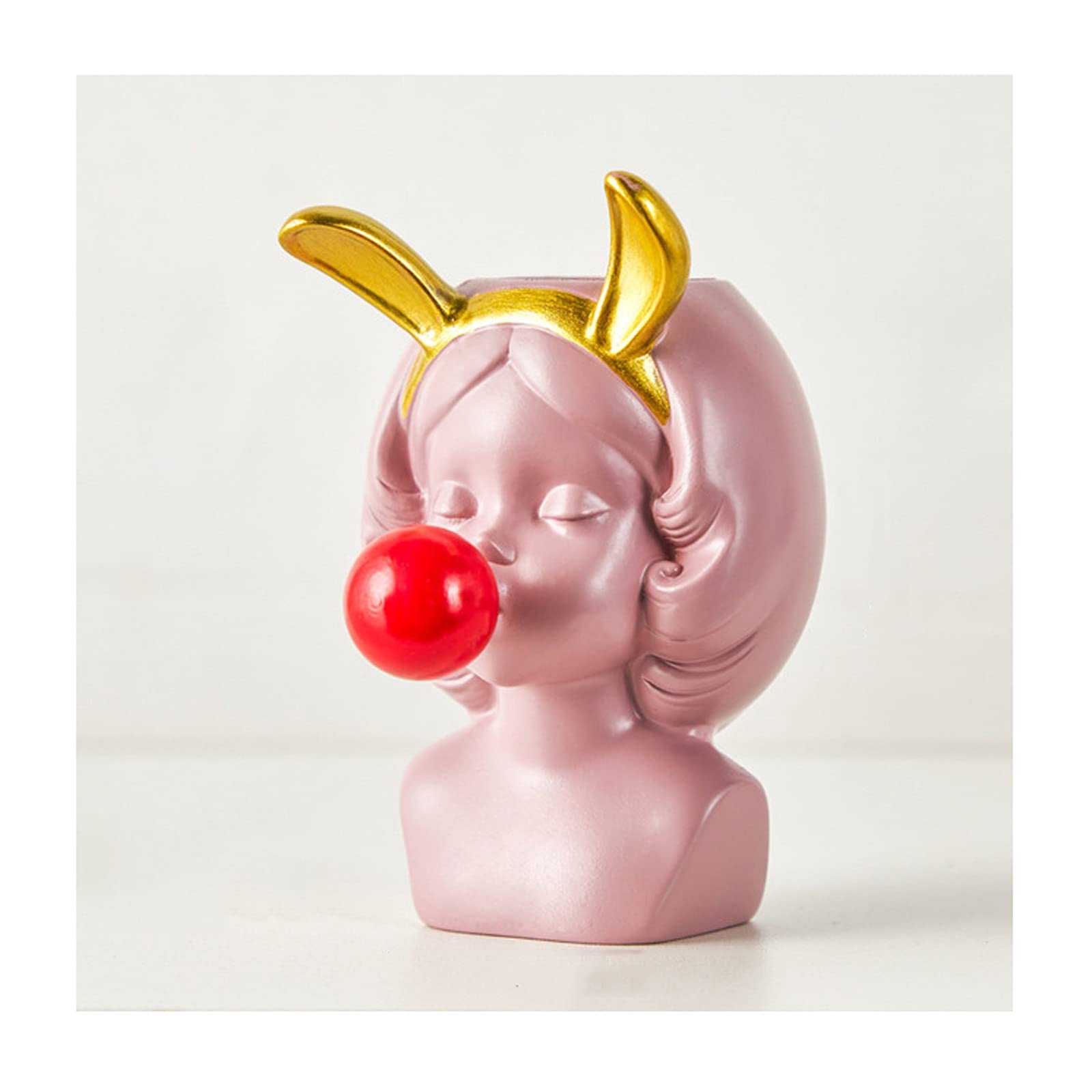 Nordic Style Resin Flower Vase - Cute Bubble Gum Girl Figurine, Succulent Plant Pot, Modern Home Decor & Pen Holder | Perfect for Living Room, Office Desk, Wedding Centerpiece (Color: E)