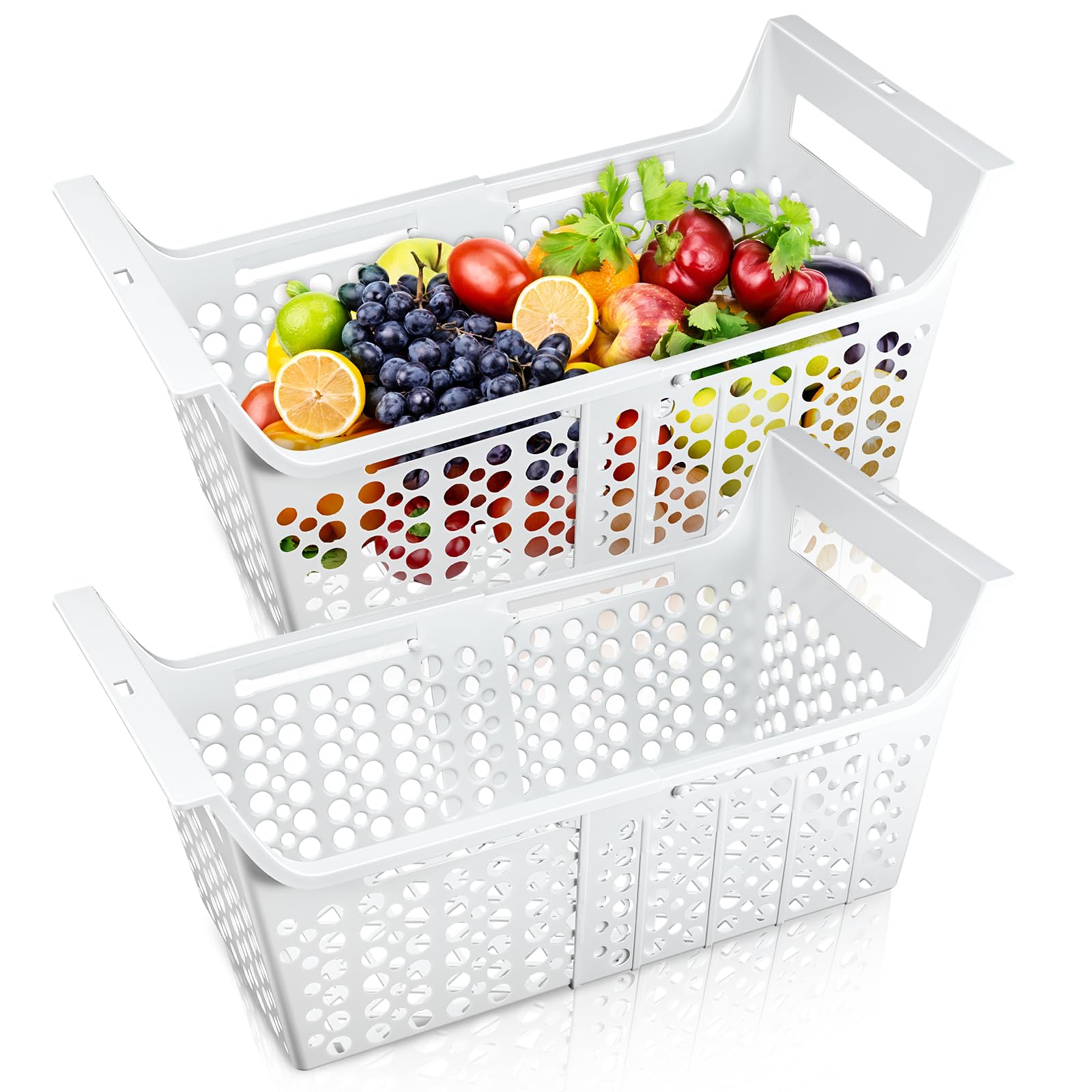 Adjustable Freezer Baskets 2 Pack - Expandable Chest Freezer Organizer Bins with Handles (16.3