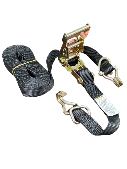 1 x 16' Heavy Duty Ratchet Strap with Wire Hook - Secure Cargo, Motorcycle, ATV & Truck Loads for Safe Transport