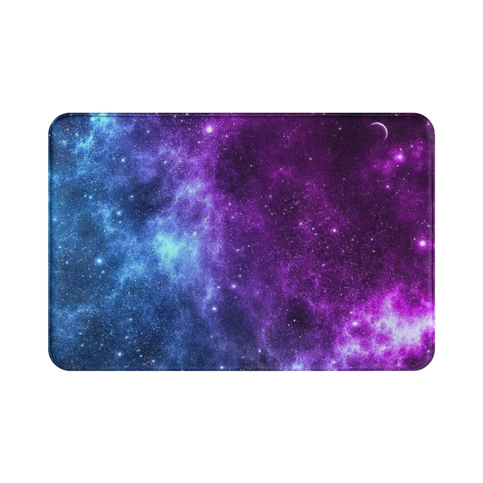 **Galaxy Blue Purple Bath Mat - Super Soft Plush Non-Slip Absorbent Bathroom Rug - Washable Shower Carpet for Bathroom, Kitchen Sink & Home Decor - Perfect for Spa, Master Bath & Guest Bathrooms**