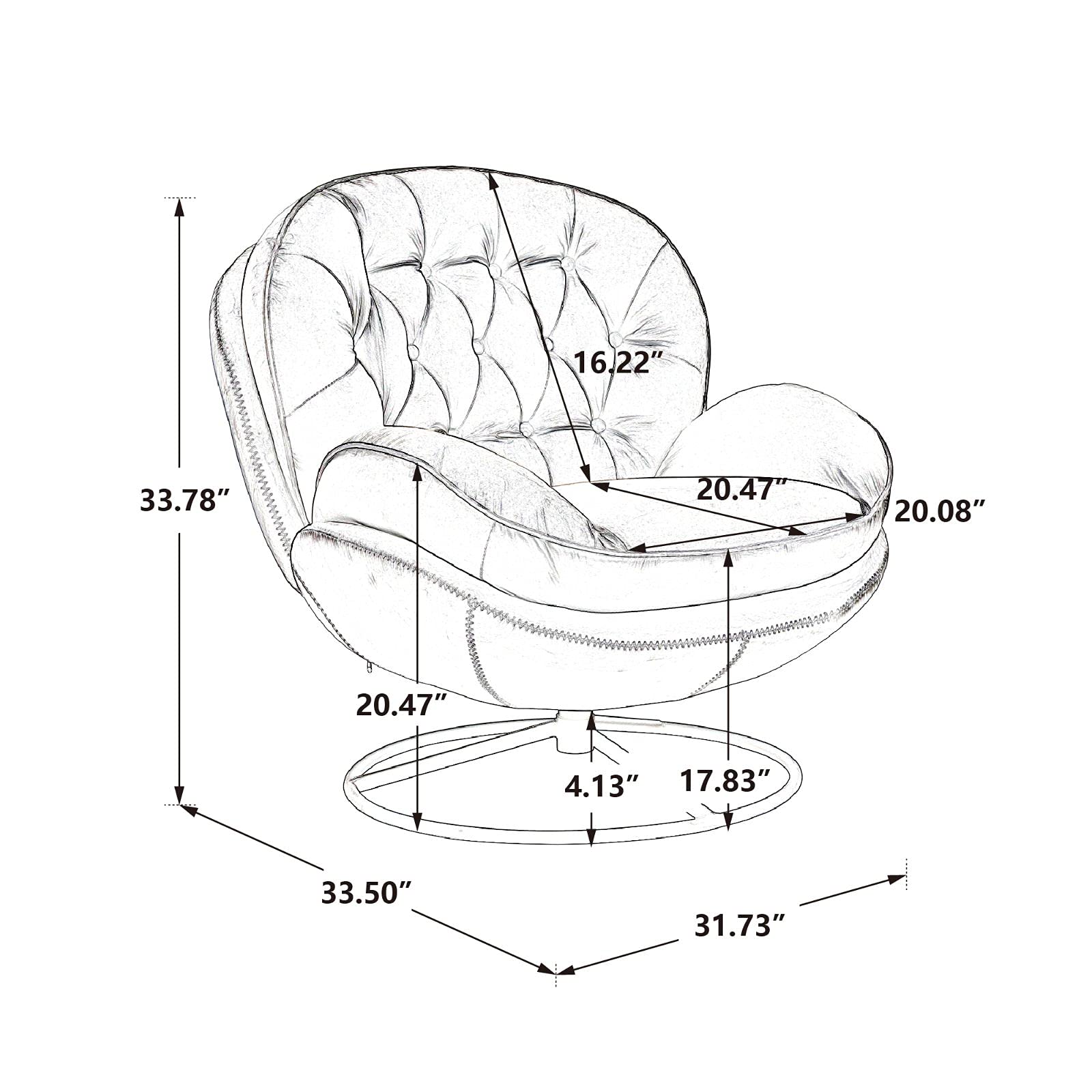 Velvet Swivel Accent Chair with Ottoman - Modern Living Room Lounge Chair with Footrest, Comfortable Recliner for Reading, Relaxing & Home Decor