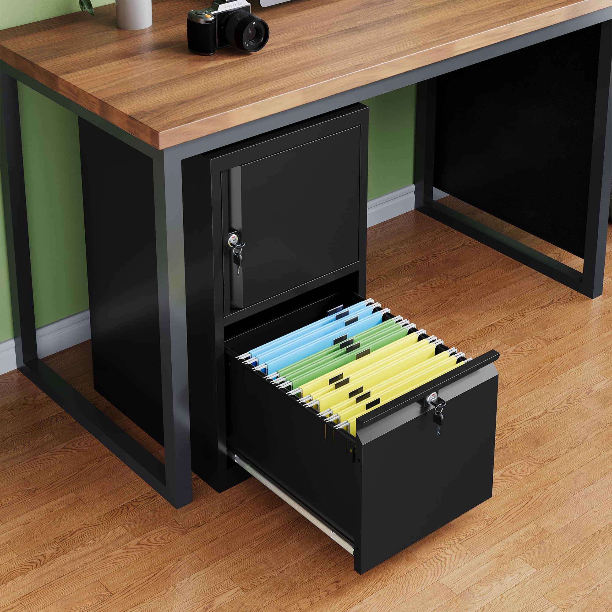 Letaya 1 Door 1 Drawer Lockable Metal File Cabinet - Home & Office Storage for A4/F4/Letter/Legal Documents - Easy Assembly - Perfect for Office Organization & Home Workspace Storage