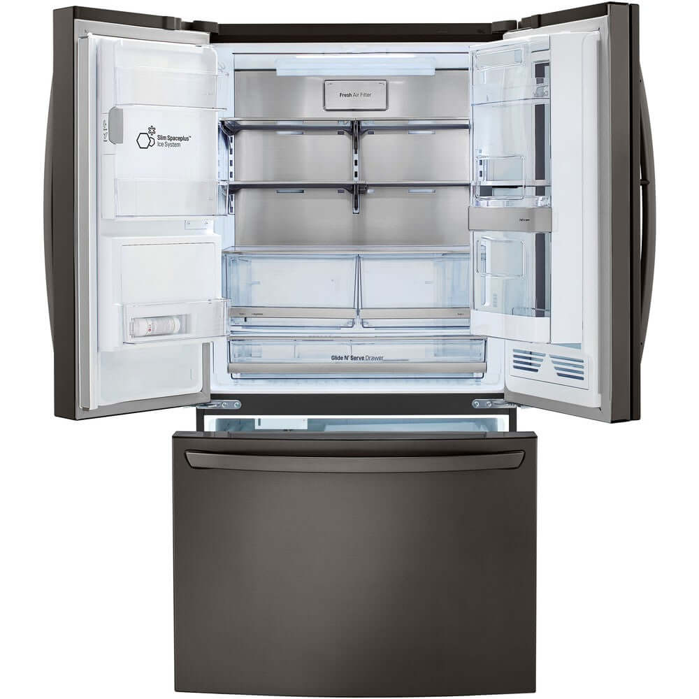 LG 4-Piece Black Stainless Steel Kitchen Appliance Suite - Smart Range, French Door Refrigerator, Over-the-Range Microwave & Dishwasher (4KAP LRLRLDLM6D) | Complete Kitchen Upgrade for Modern Homes