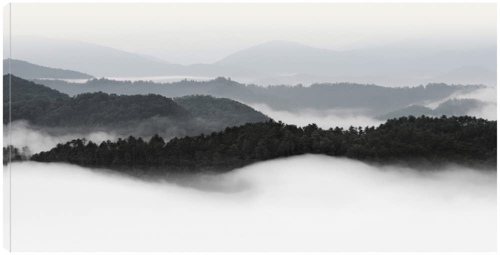 Fine Art Canvas Rolling Fog - Smoky Mountains No. 2 by Nicholas Bell - 40x21 Inch Ready-to-Hang Wall Decor for Living Room, Bedroom, Office & More - Perfect for Nature Lovers & Home Décor Enthusiasts