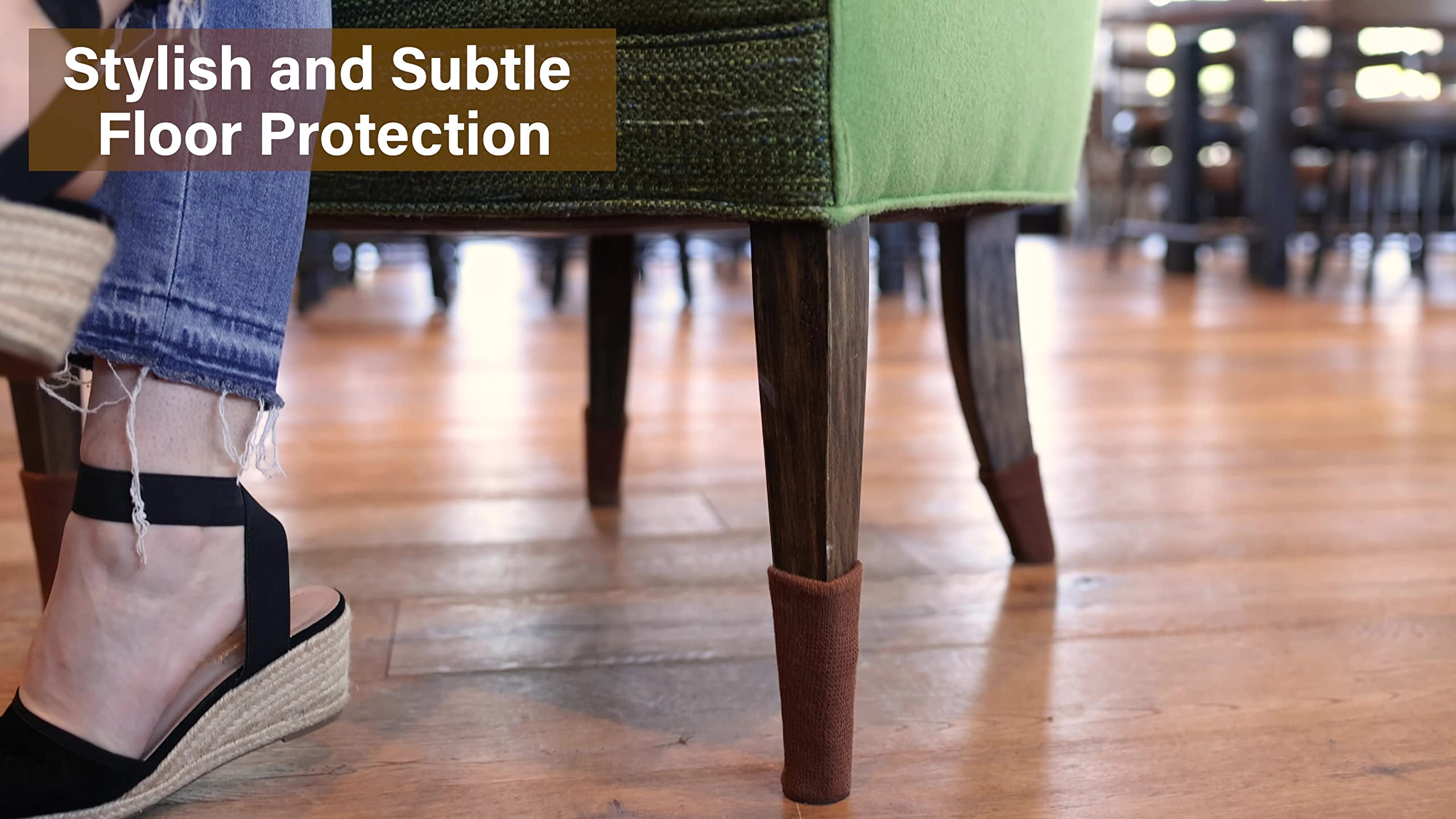 Original Furniture Sock Floor Protectors - Tan X-Small Chair Leg Covers for Hardwood Floor Protection | Prevents Scratches & Noise on Wood Floors, Ideal for Dining Chairs & Office Furniture