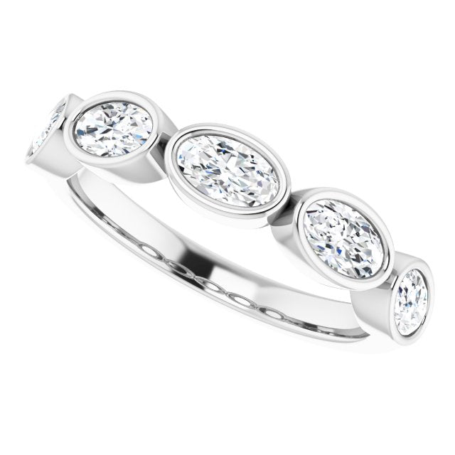 1.05 Carat Oval Cut Diamond Wedding Band - 5 Stone Anniversary Ring for Women - Perfect for Engagement, Wedding & Special Occasions