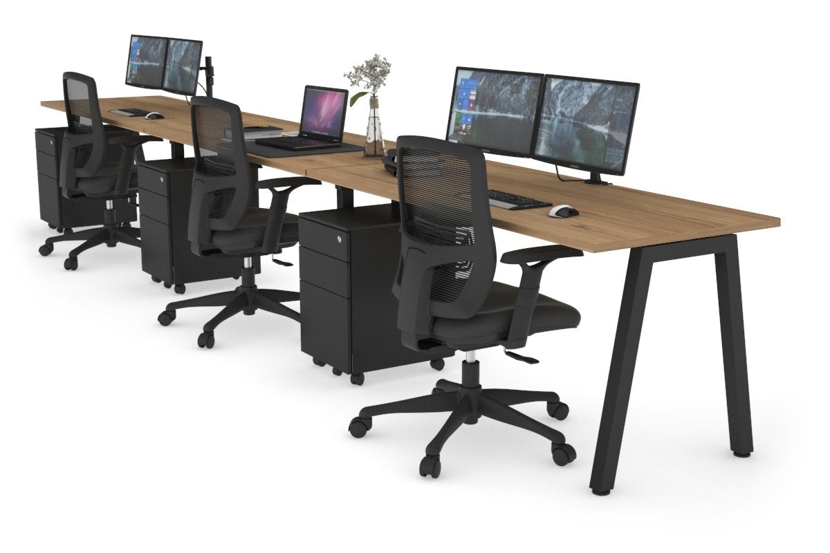 Quadro 3-Person Office Workstation Desk [1800L x 700W] - Perfect for Team Collaboration & Shared Workspaces