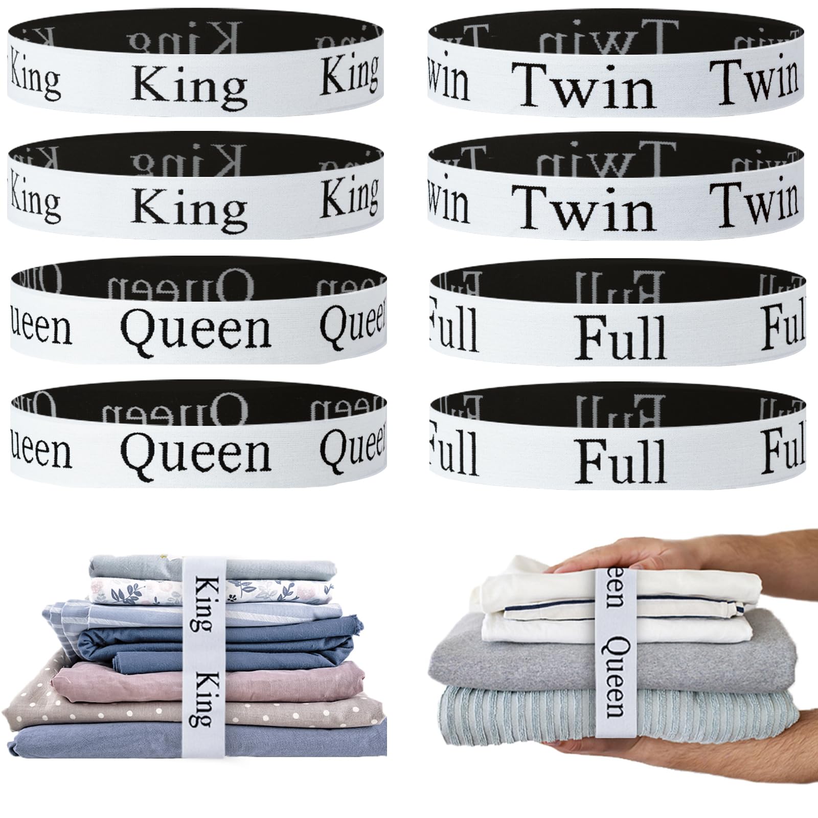 8-Piece Elastic Bed Sheet Straps Organizer Set - Secure & Store King, Queen, Twin & Full Size Sheets - Perfect for Closet, Bedroom, Dorm & Laundry Room Organization (Ideal for Travel & Seasonal Storage)