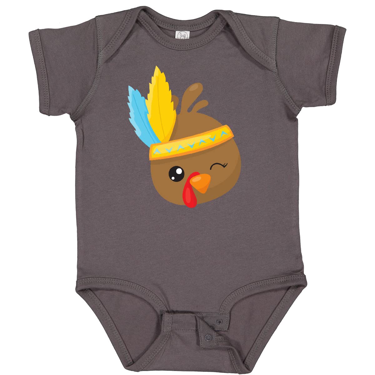 Inktastic Thanksgiving Turkey Brown Turkey Feathers Baby Bodysuit - Cute Holiday Outfit for Infants & Toddlers, Perfect for Family Gatherings & Photo Shoots