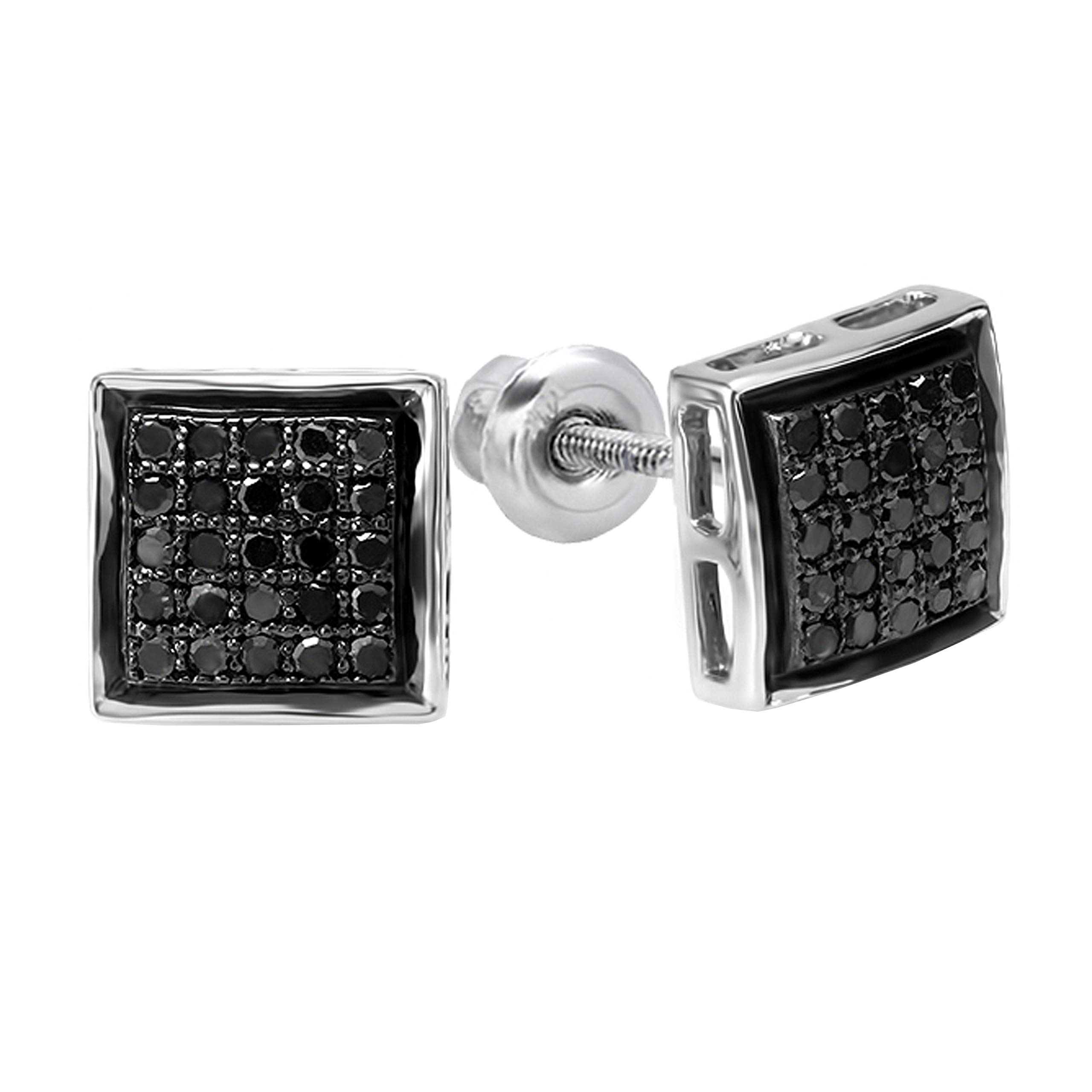 Dazzlingrock Collection 0.25 Cttw 14K Black Round Diamond Stud Earrings for Women & Men - Unisex Hip Hop Jewelry in Solid White Gold - Perfect for Parties, Gifts, and Everyday Wear