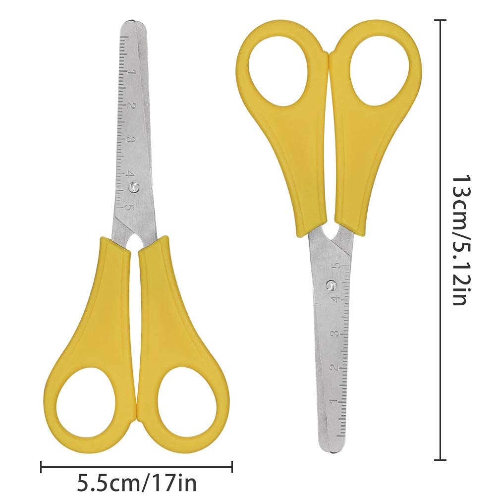 10 Pack Kids Safety Scissors with Centimeter Scale - Blunt Tip Preschool Training Scissors for Arts & Crafts, Classroom, Office Use | Durable Child-Safe Scissors for School Projects, Paper Cutting & DIY Activities