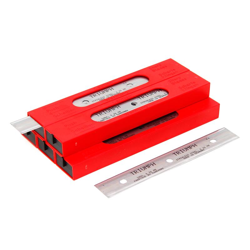 Triumph 6-Inch 15cm Stainless Steel Utility Knife Blades - 0.20mm Thick - 25-Pack (Red Box) - Perfect for Crafting, Box Cutting & DIY Projects
