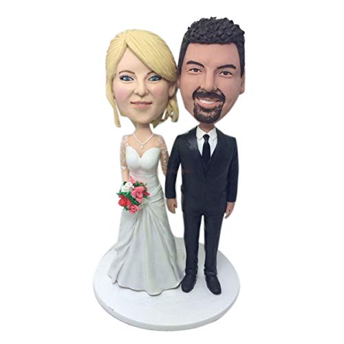 Custom Wedding Cake Topper - Personalized Bride & Groom Bobblehead Figurine - Unique Wedding Gift & Decoration - Perfect for Anniversaries, Bridal Showers & Wedding Cakes