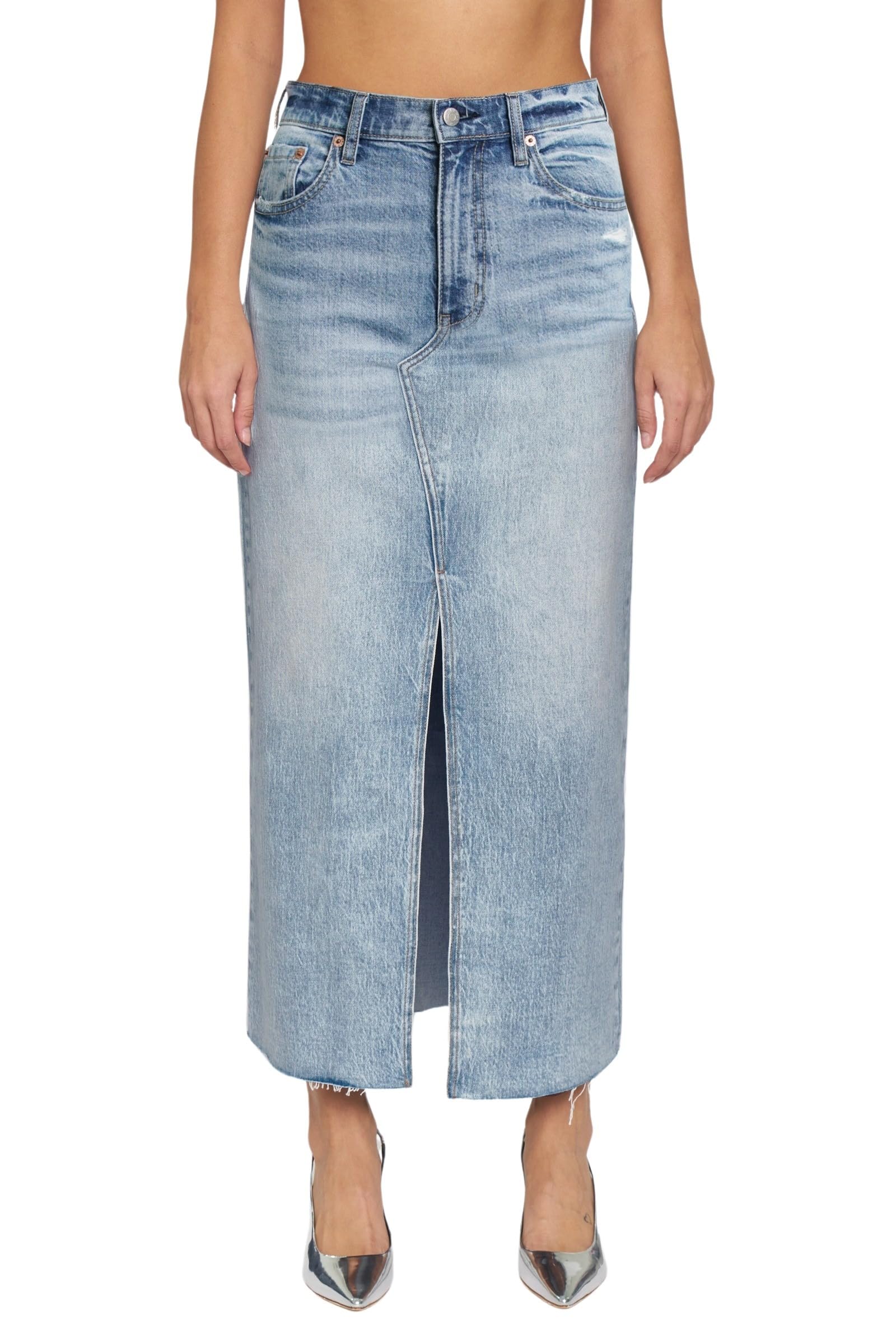 DAZE Women's Girl Next Door Denim Maxi Skirt - Vintage High Waist Long Denim Skirt for Women | Perfect for Casual Outfits, Summer Dresses & Boho Style Fashion