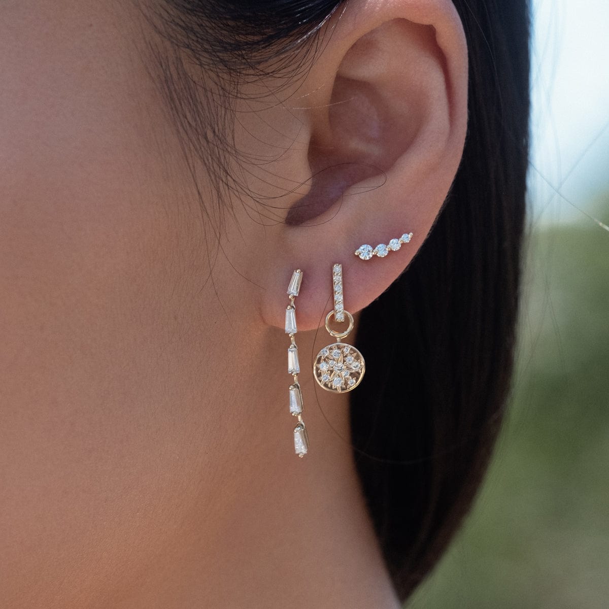 14K Gold Curved Diamond Stud Earrings for Women - Perfect for Weddings, Parties & Everyday Elegance
