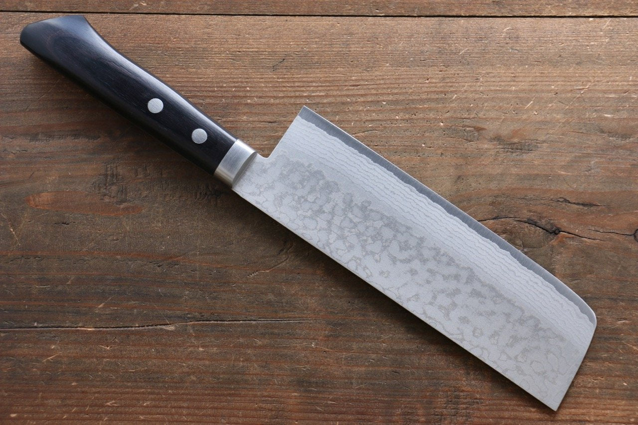 Premium Kunihira Sairyu VG10 Damascus Steel Nakiri Knife 165mm with Pakka Wood Handle - Japanese Vegetable Knife for Professional Chefs & Home Cooking