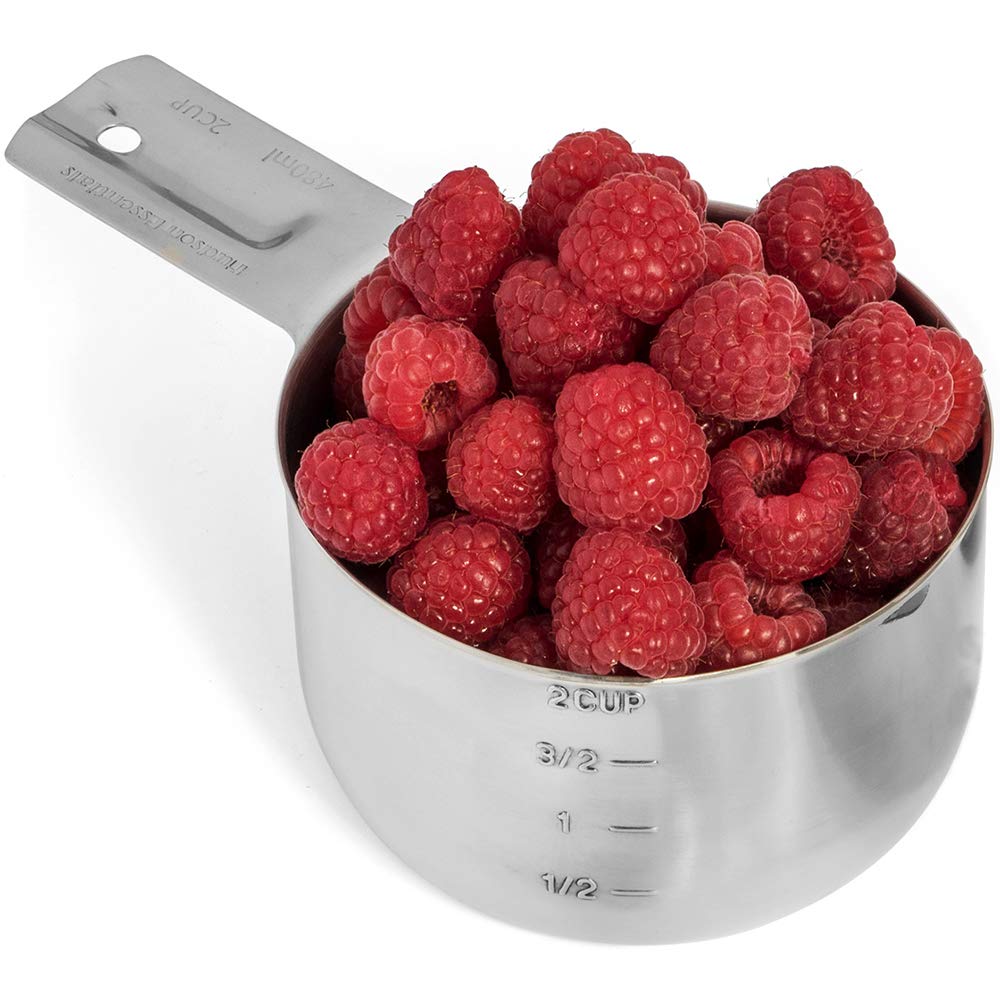Hudson Essentials Stainless Steel Measuring Cups and Spoons Set - 1 Piece 2-Cup for Baking, Cooking & Kitchen - Durable & Rust-Proof Measuring Tools for Professional & Home Chefs