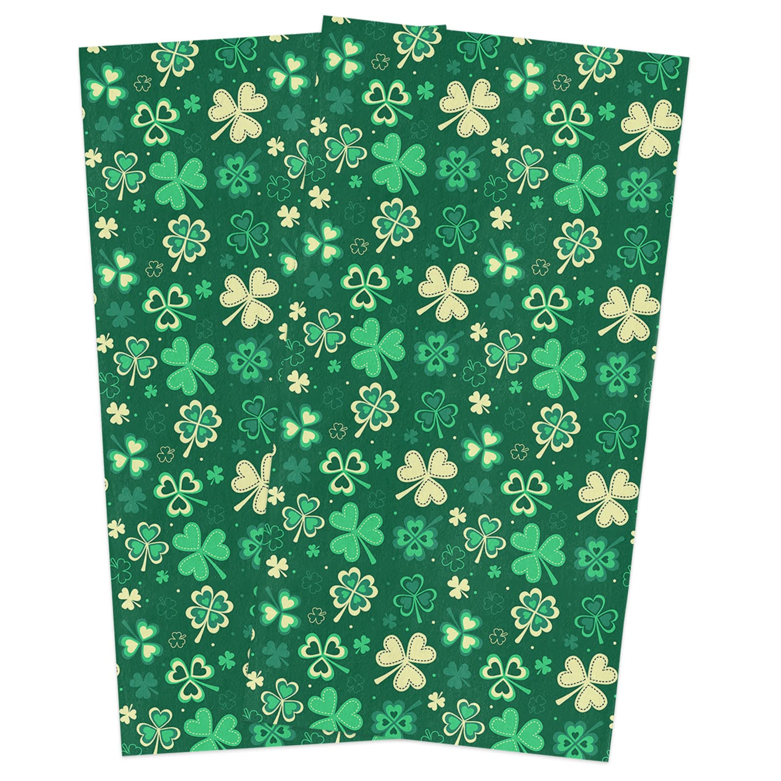 Lucky Clover Green Microfiber Cleaning Cloths - Super Absorbent Reusable Kitchen Towels (Pack of 2) | 18x28 Inch Dish Towels, Tea Towels & Bar Towels for St. Patrick's Day Decor | Perfect for Drying Dishes, Glassware & Countertop Cleaning