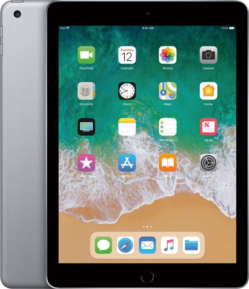 Apple iPad 5th Generation 128GB Wi-Fi Tablet - Space Gray (Renewed) for Work, Study & Entertainment