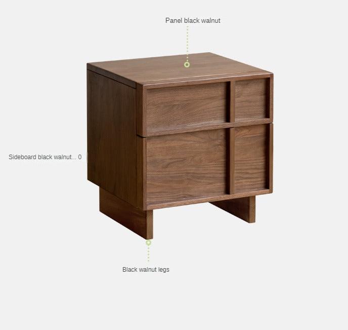 Solid Black Walnut Wood Nightstand with Drawer - Caluswood Bedside Table for Bedroom Storage | Perfect for Small Spaces, Apartment Living & Modern Home Decor
