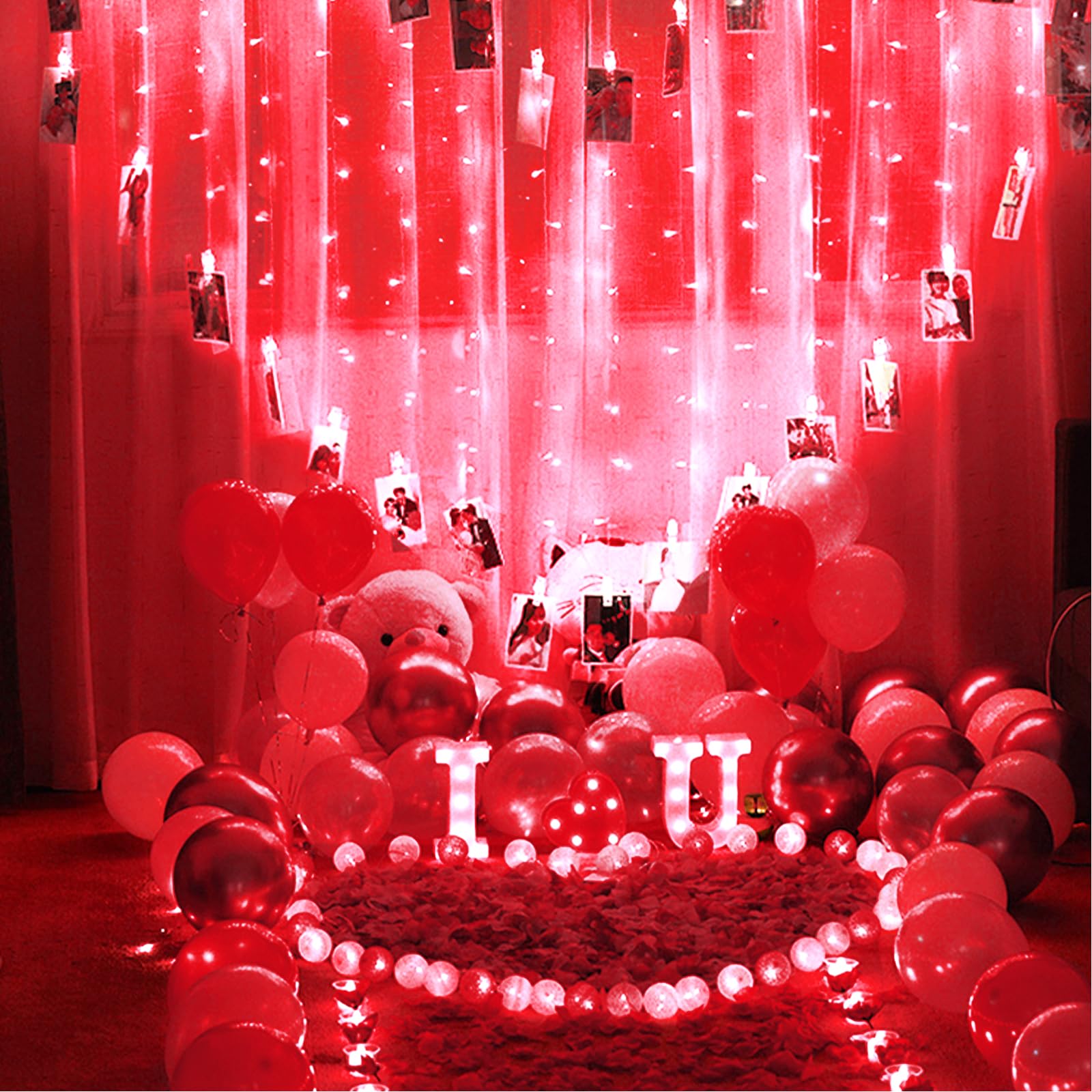 JMEXSUSS 33ft 100 LED Red Christmas Lights - Indoor/Outdoor Waterproof String Lights with 8 Lighting Modes - Clear Wire for Room, Bedroom, Party, Holiday, and Christmas Tree Decorations - Perfect for Home, Garden, and Festive Celebrations