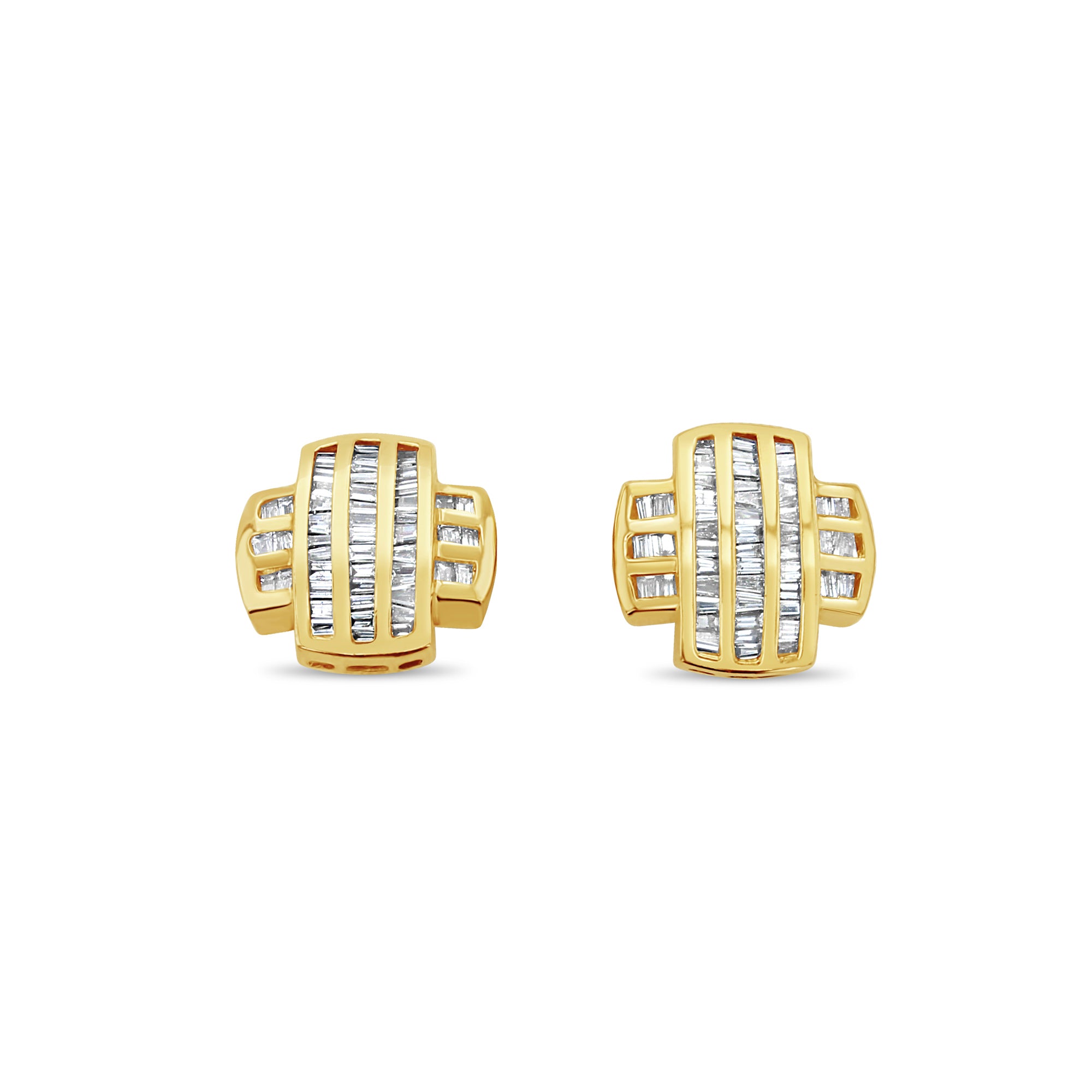 1.50cttw Plus Shaped Cross Diamond Baguette Earrings in 14k Yellow Gold - Perfect for Weddings, Anniversaries & Special Occasions