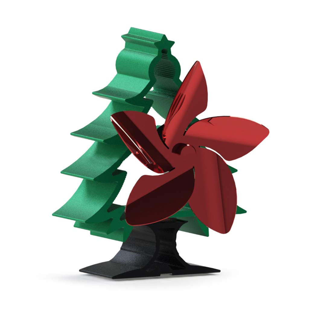 QUQUTWO 5-Blade Heat-Powered Fireplace Fan - Silent Stove Fan for Wood Burning Stoves, Fireplaces & Log Burners - Red, Green & Black Color Options - Perfect for Christmas Decor & Winter Heating