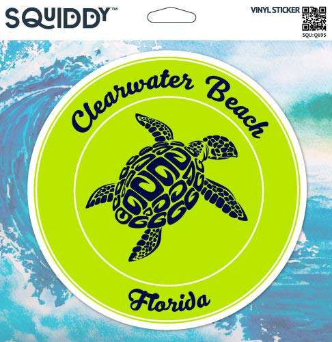 Squiddy Clearwater Beach Florida Turtle Vinyl Sticker Decal - 2.5