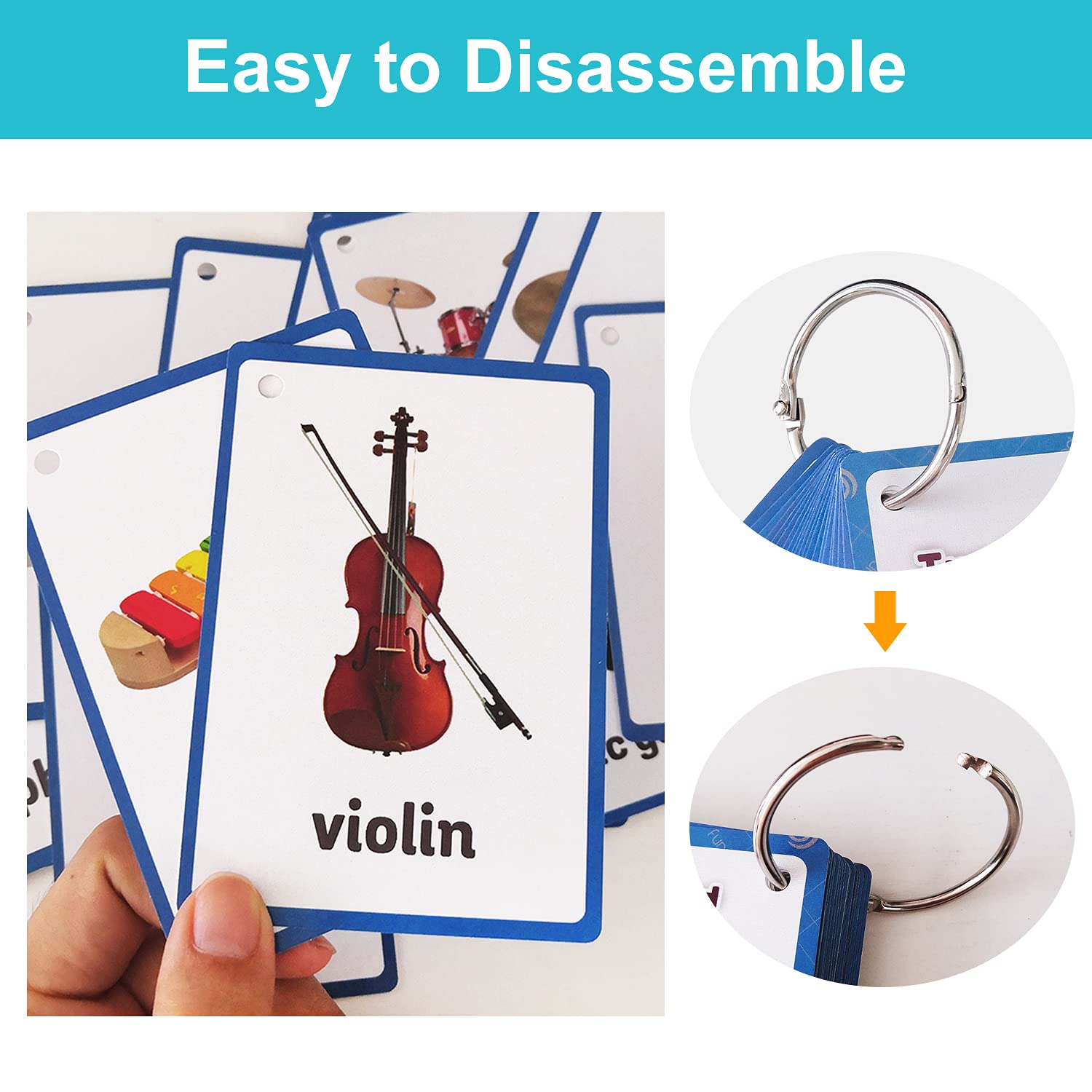 Lilias Musical Instrument Flash Cards for Toddlers - 20-Piece Preschool Learning Toys Set (4.3