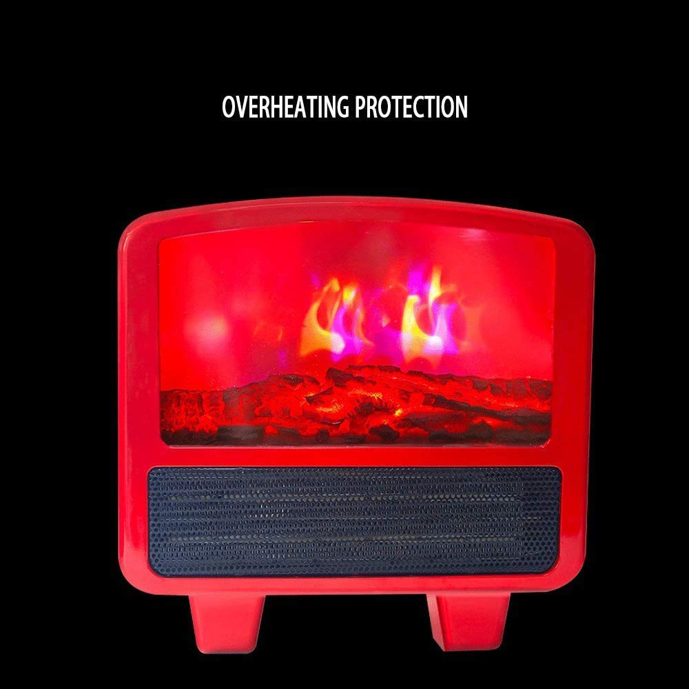 Portable Electric Fireplace Heater - Freestanding LED Flame with Thermostat, 3D Realistic Log Effect & Overheat Protection - Perfect for Bedroom, Living Room & Office Warmth