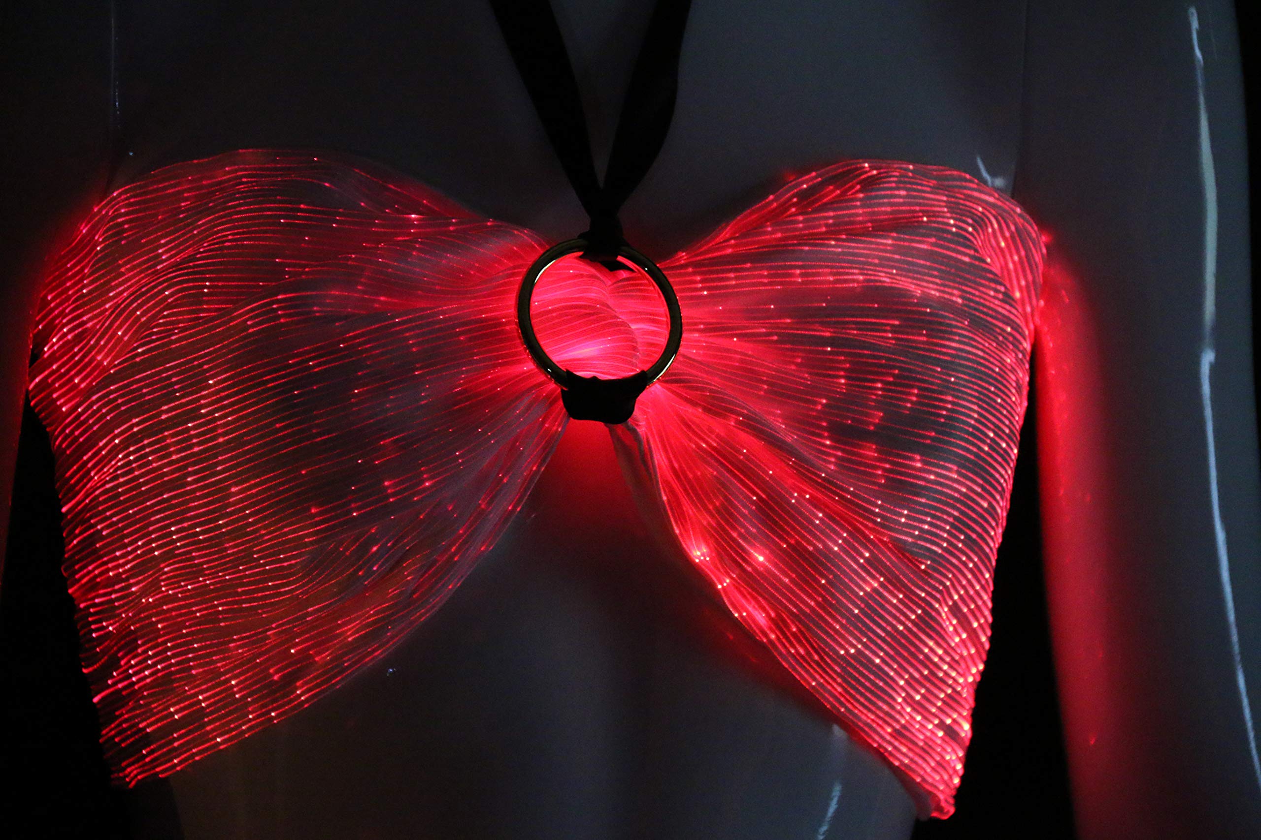 LED Light Up Backless Bra - Wireless Fiber Optic Dance Costume Top with Glow in Dark & Mobile App Control (XL, White) for Rave, EDM Festivals & Nightclub Performances