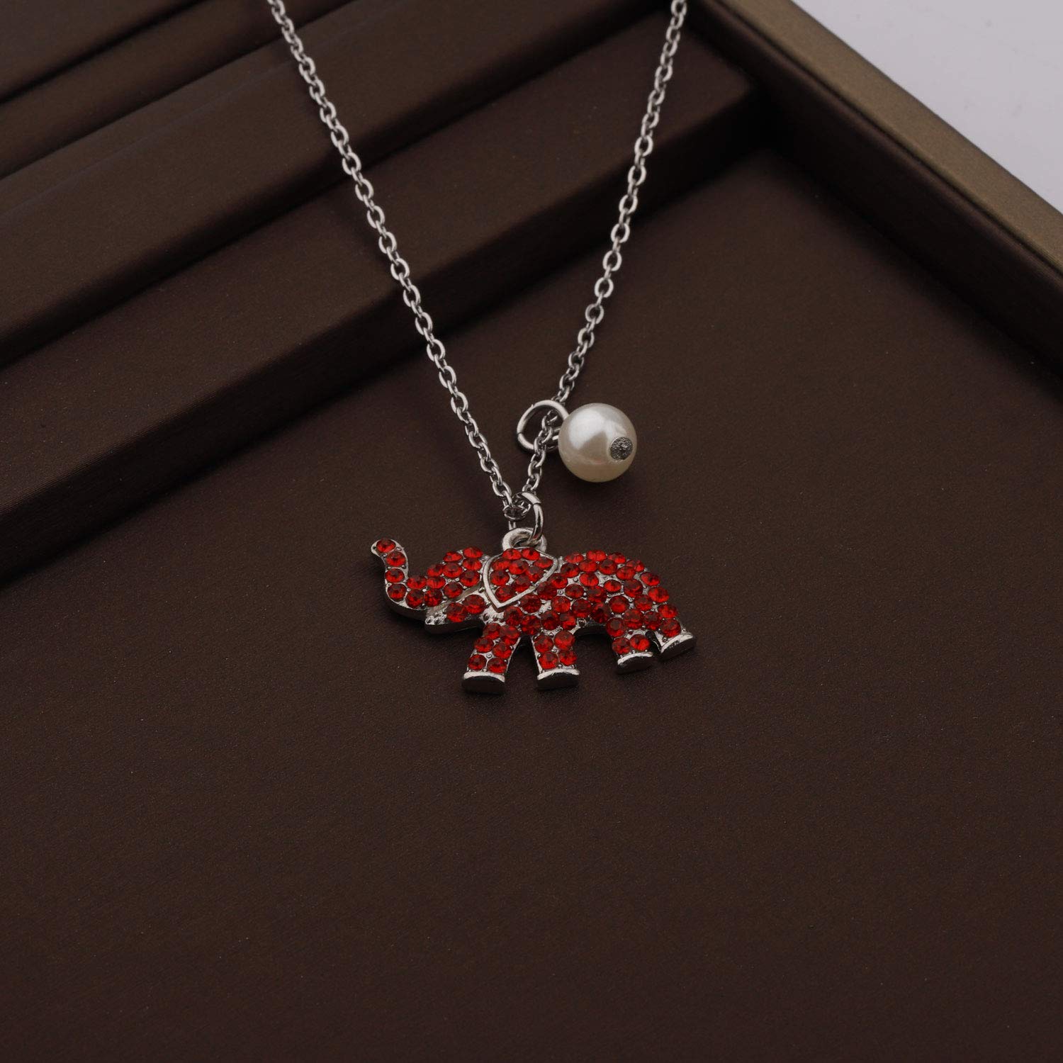 CHOORO Red Elephant Charm Necklace - Greek Sorority Jewelry Gift for Sisters, Birthday & Graduation - Perfect for Sorority Events, Initiation Ceremonies & Sisterhood Bonding