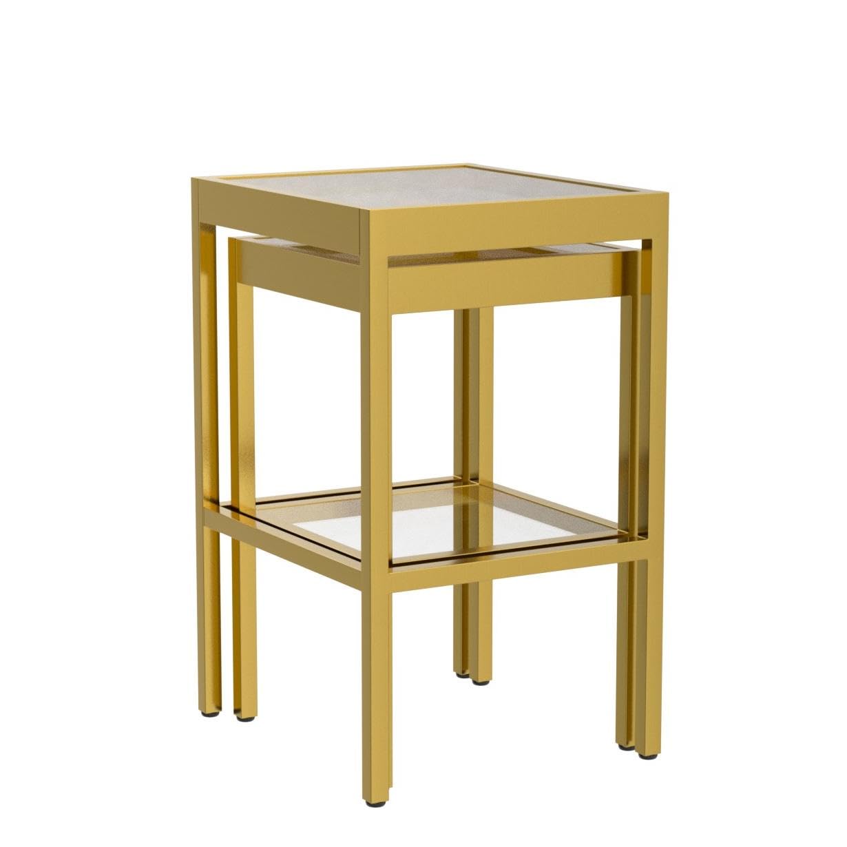 Henn&Hart Rectangular & Square Nested Side Table Set in Brass - Modern End Tables for Living Room, Bedroom, Office - Perfect for Coffee, Books & Decor Display
