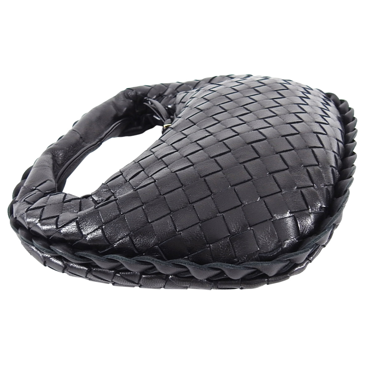 Bottega Veneta Vintage Black Intrecciato Leather Mini Hobo Bag - Luxury Crossbody Purse for Women, Perfect for Date Night & Evening Events