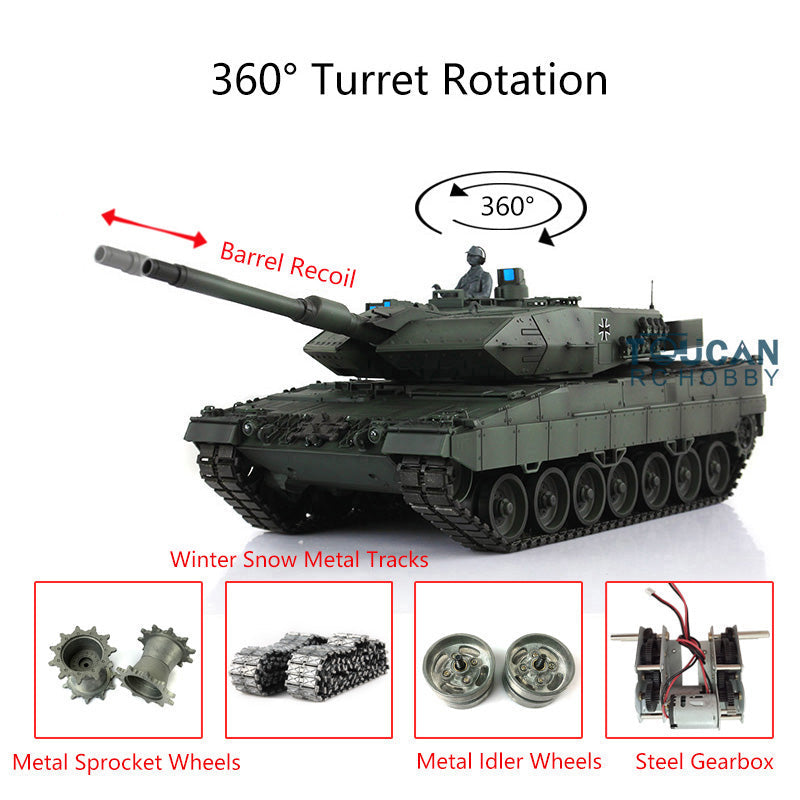 Heng Long 1/16 Scale 7.0 Leopard 2A6 RC Military Tank - 360° Rotating Turret, Barrel Recoil & Metal Idler (Model 3889) | Remote Control Tank for Collectors, Hobbyists & Battle Simulation Enthusiasts