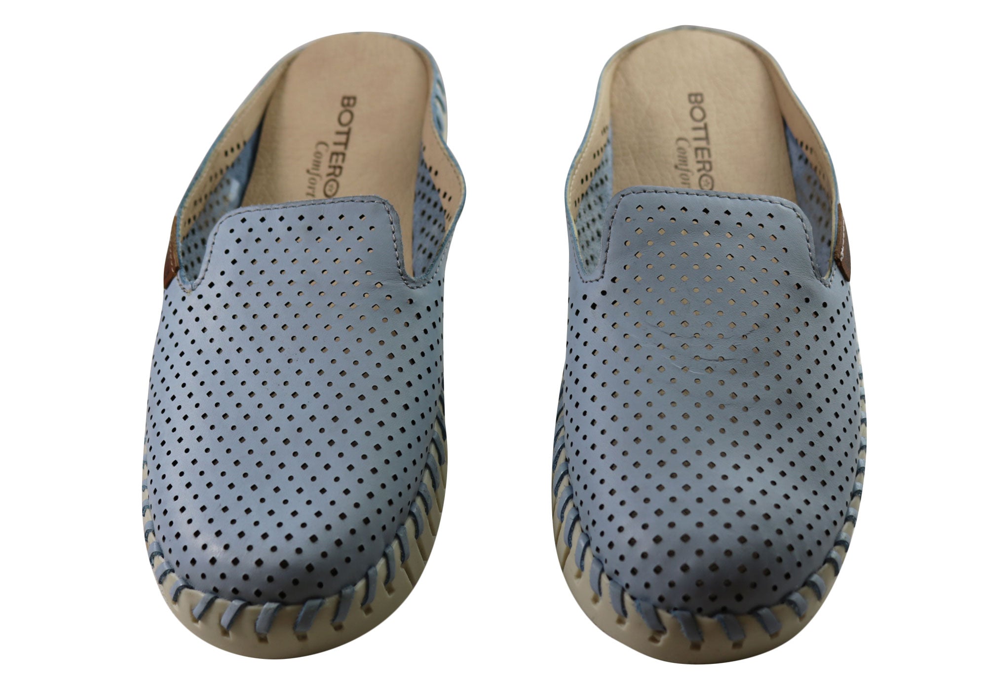 Bottero Holland Women's Comfort Leather Closed Toe Open Back Mules - Stylish Slip-On Shoes for Casual Wear, Office & Everyday Comfort